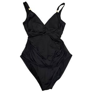 Lauren Ralph Lauren Black One Piece Swimsuit Ruched‎ with Underwire Cups Size 10